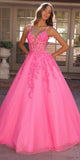 Nox Anabel H1357 Plunging Illusion Neckline Corset A-Line Ballgown