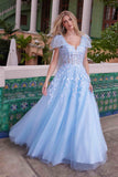 Nox Anabel H1680 Draped Tie-Up Straps Applique Tulle Dress