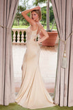 Nox Anabel H1683 Satin Strappy Back V-neck Long Dress