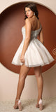 Nox Anabel H774 One Shoulder Embroidered Bodice Short A-Line Dress