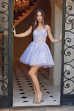 Nox Anabel H846 Short Glitter Sequin Applique A-Line Dress