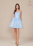 Nox Anabel H846 Short Glitter Sequin Applique A-Line Dress