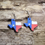 Texas State Flag Wooden Dangle Earrings | Patriotic Jewelry