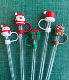Mini Christmas Straw Toppers – Holiday Silicone Cup Charms (Multiple Styles)