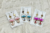 Flower Moon Brass Earrings (Various Colors)