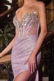 Ladivine J4305 Dress Fit & Flare Glitter Beaded Corset Prom Gown