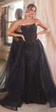 Cinderella Divine J858 Long Strapless Glitter Mermaid Gown Removable Tulle Skirt