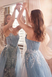 Cinderella Divine J858 Long Strapless Glitter Mermaid Gown Removable Tulle Skirt