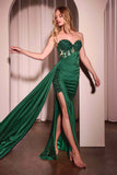 Ladivine J875 Fitted Strapless Sparkle and Lace Dress