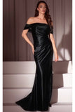 Ladivine J877 Dress Glistening Satin Off the Shoulder Gown
