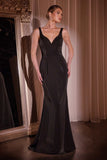 Ladivine J881 Long Fit and Flare Crepe Gown With Removable Jacket