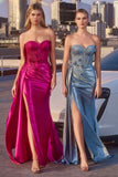 Ladivine J884 Dress Strapless Fitted Satin Corset Gown