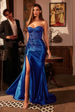 Ladivine J884 Dress Strapless Fitted Satin Corset Gown