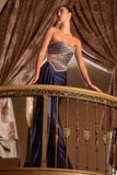 Ladivine J886 Sleek Fitted Gown Strapless Shimmering Beaded Bodice