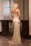 CLEARANCE - Ladivine J888 Long Strapless Fitted Sweetheart Mocha Gold Gown (Size 4, 10)