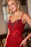 CLEARANCE - Ladivine J889 Hand Placed Applique Shimmering Sequin Fitted Gown (Size 10)
