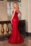 Ladivine J889 Hand Placed Applique Shimmering Sequin Fitted Gown