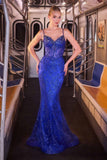 Ladivine J889 Hand Placed Applique Shimmering Sequin Fitted Gown