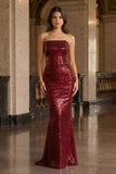 Ladivine J904 Strapless Sequin Fitted Gown Formal Evening Dress