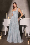 Ladivine J909 One Shoulder 3D Floral Applique Full Lace Beaded A-Line Gown