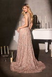 Ladivine J909 One Shoulder 3D Floral Applique Full Lace Beaded A-Line Gown