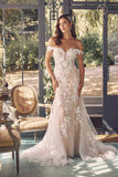 Nox Anabel JE974 Long Off Shoulder Fitted Embroidered Wedding Gown
