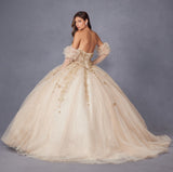 Juliet JT1465H Dress 3d Flowers Applique Puff Sleeve Quinceanera Dress