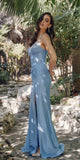 Juliet JT2434A Long V-Neck Embellished Corset Bodice Fitted Mermaid Gown