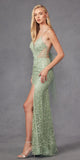 Juliet JT2437A Fully Beaded Embellished Long Fitted Slit Gown