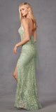 Juliet JT2437A Fully Beaded Embellished Long Fitted Slit Gown