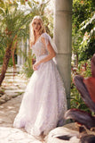 Juliet JT2439K Long 3D Floral Glitter Print Sleeveless A-line Gown