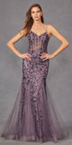 Juliet JT2441S Long Corset Bodice Embellished Sleeveless Mermaid Dress