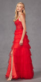 Juliet JT2451S Long Lace Bodice Sleeveless A-line Ruffled Gown