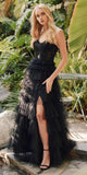 Juliet JT2451S Long Lace Bodice Sleeveless A-line Ruffled Gown