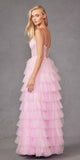 Juliet JT2458A Long Ruffle Tulle A-Line Ball Gown Bustier Bodice Thin Straps