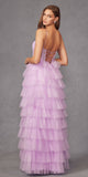 Juliet JT2458A Long Ruffle Tulle A-Line Ball Gown Bustier Bodice Thin Straps
