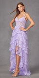 Juliet JT2463A Long Tiered Ruffled Skirt A-Line Boned Bodice Dress