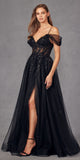 Juliet JT2466A Long Cold Shoulder Sweetheart Corset Bodice A-Line Gown