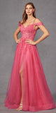Juliet JT2466A Long Cold Shoulder Sweetheart Corset Bodice A-Line Gown