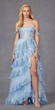 Juliet JT2467K Long Off the Shoulder Draped Sleeve A-Line Gown