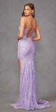 Juliet JT2473R Long Fitted Sequin Lace Applique Boned Corset Gown