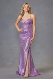 Juliet JT2494S Dress Sleeveless Metallic Fitted Evening Gown
