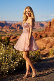 Juliet JT947L Short Off the Shoulder Homecoming A-Line Dress