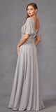 Juliet JTM14F Long A-Line Flutter Mid-Length Sleeve Evening Gown