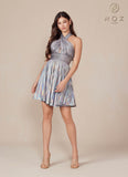 Nox Anabel K822 Short Halter Top Pleated Homecoming Dress