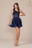 Nox Anabel K855 One Shoulder A-Line Embellished Homecoming Dress