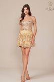 Nox Anabel K856 Short Off the Shoulder A-Line Tiered Skirt Dress