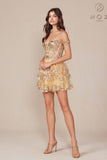 Nox Anabel K856 Short Off the Shoulder A-Line Tiered Skirt Dress