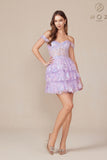 Nox Anabel K856 Short Off the Shoulder A-Line Tiered Skirt Dress