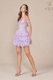 Nox Anabel K856 Short Off the Shoulder A-Line Tiered Skirt Dress